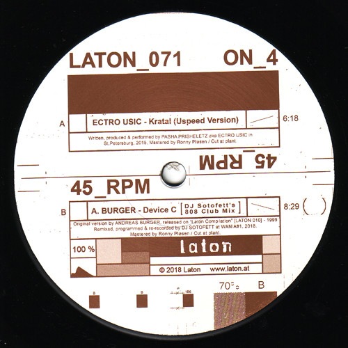 A.Burger|Ectro Usic - Kratal / Device C (DJ Sotofett's 808 Club Mix) - LATON071 - laton