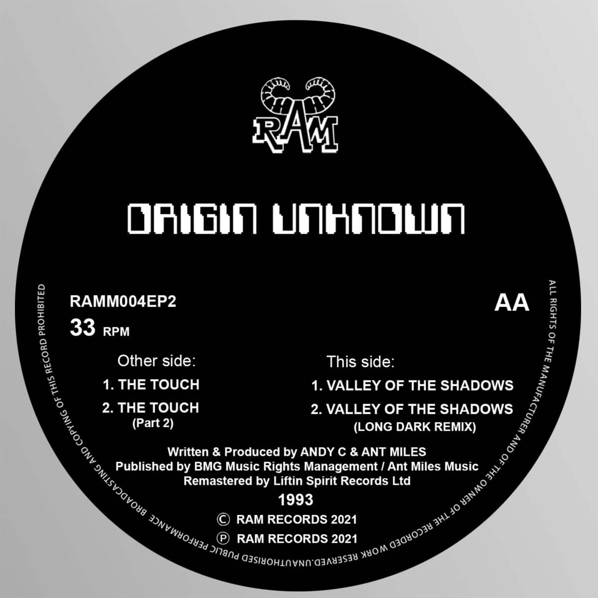 Origin Unknown/Andy C - The Touch / Valley of the Shadows - RAMM004EP2 - LIFTIN SPIRIT