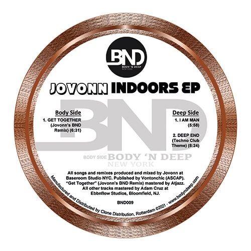Jovonn - Indoors EP - BND009 - BODY 'N DEEP