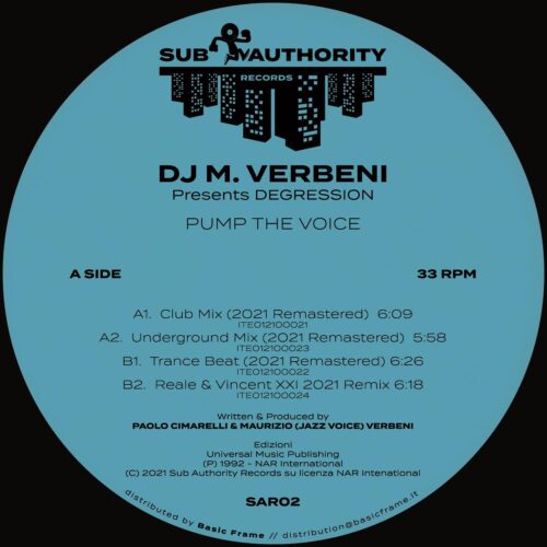 DJ M.Verbeni - Pump The Voice - SAR02 - SUB AUTHORITY RECORDS