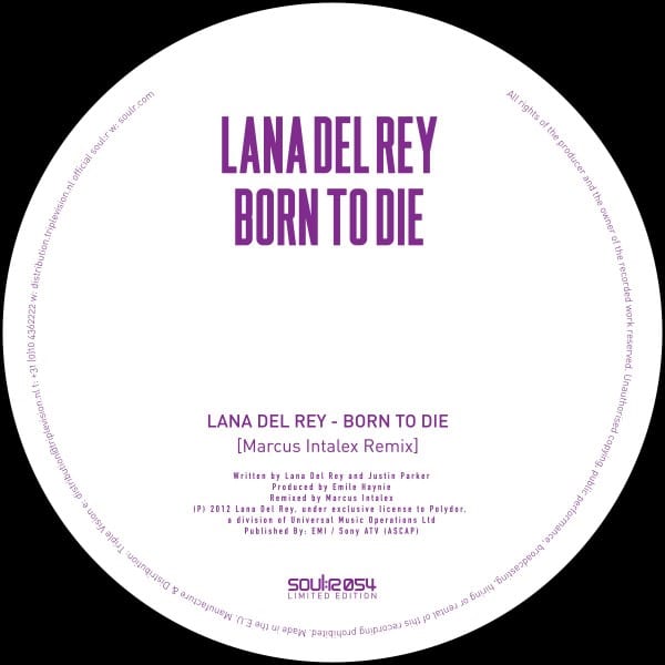 Lana Del Ray / Little Dragon - Born To Die / Little Man (Marcus Intalex remixes) - SOULR054RP - SOUL:R