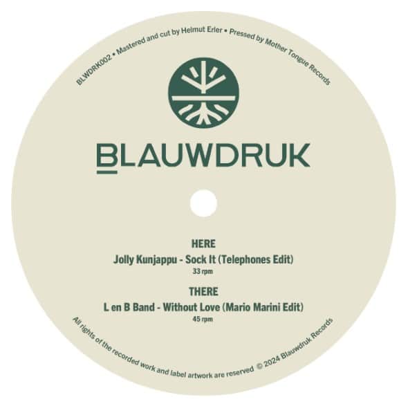 Jolly Kunjappu / L En B Band - Sock it (telephones Edit) / Without Love (Mario Marini Edit) - BLWDRK002 - BLAUDWRUK RECORDS
