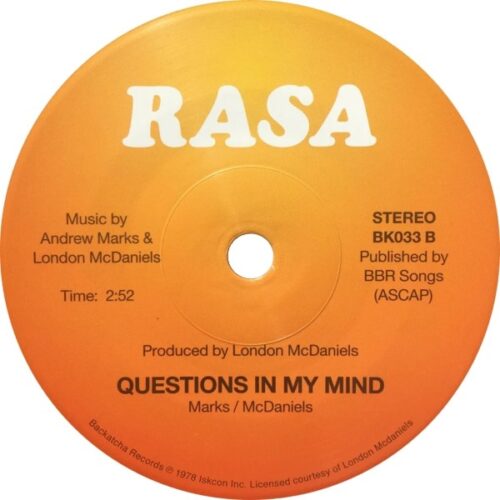 Rasa - When Will the Day Come / Questions in My Mind - BK033AB - BACKATCHA RECORDS