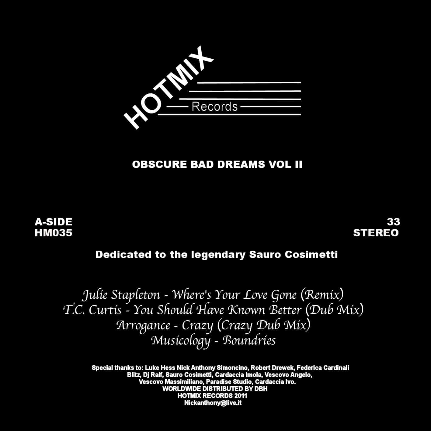 Various - Obscure Bad Dreams Vol II - HM035 - HOTMIX RECORDS